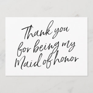 Tarjeta De Agradecimiento Chic Script "Gracias por ser mi dama de honor"