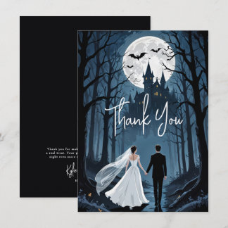 Tarjeta De Agradecimiento Chic Spooky Forest Haunted Castle Wedding TLW26