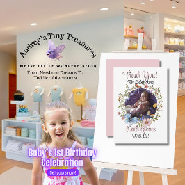 Tarjeta De Agradecimiento Chica 1Nacimiento Mariposa