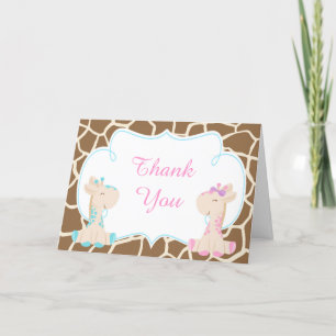 Tarjeta De Agradecimiento Chica amable Giraffe Gracias