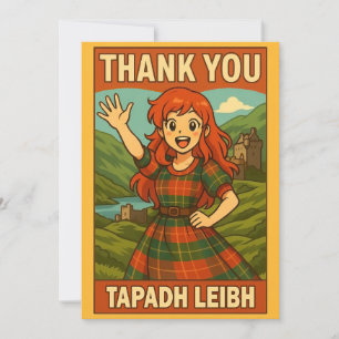 Tarjeta de agradecimiento - Chica anime escocesa e