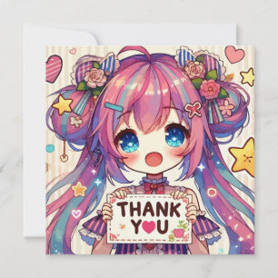 Tarjeta De Agradecimiento Chica Anime Personalizar Personalizado
