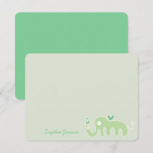 Tarjeta De Agradecimiento Chica Baby Shower de elefante verde maravilloso