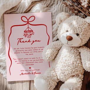 Tarjeta De Agradecimiento Chica Baby Shower de garabato de garras rosadas y 