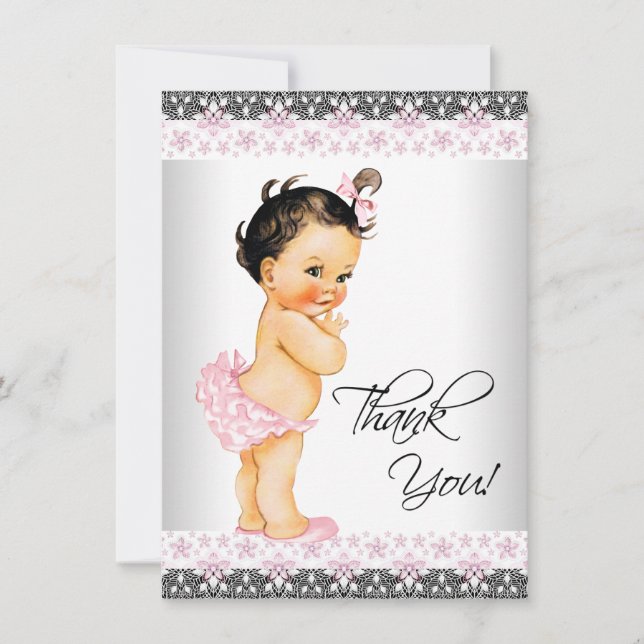 Tarjeta De Agradecimiento Chica Baby Shower Gracias (Anverso)