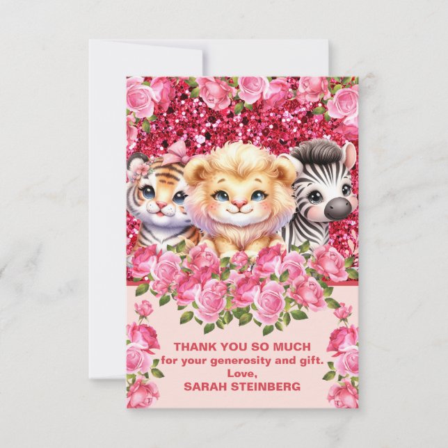 Tarjeta De Agradecimiento Chica Baby Shower Gracias Cartas (Anverso)