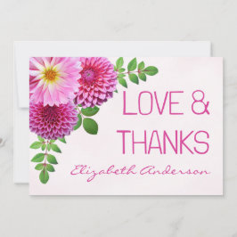 Tarjeta De Agradecimiento Chica Baby Shower Pink Purple Dahlia