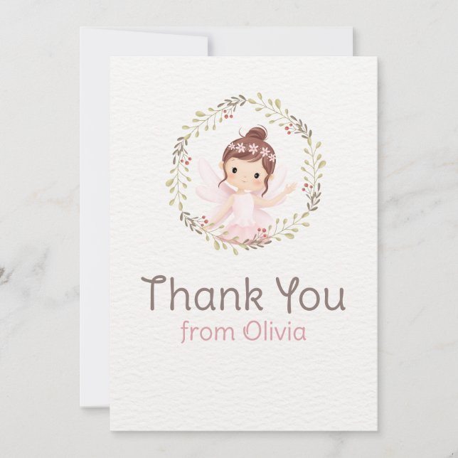Tarjeta De Agradecimiento Chica Ballerina con vestido rosa Cumpleaños Baby S (Anverso)