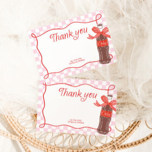 Tarjeta De Agradecimiento Chica Bebé Cumpleaños Fiesta Cuadrada Rosa y Roja