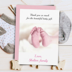 Tarjeta De Agradecimiento Chica Bebé Rosa Baby Shower