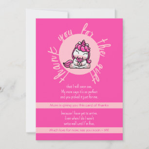 Tarjeta De Agradecimiento Chica bebé rosa Unicornio Fiesta de revelación de 