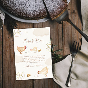 Tarjeta De Agradecimiento Chica Boho Neutral que Empolla Pronto Fiesta de Be