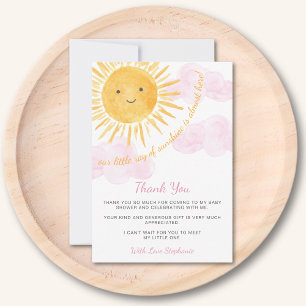 Tarjeta De Agradecimiento Chica Boho Sol Baby Shower