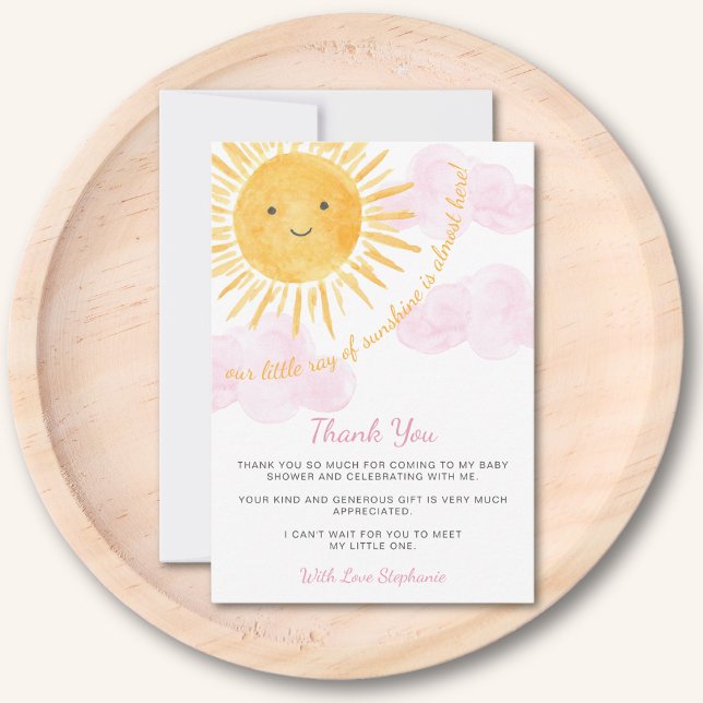 Tarjeta De Agradecimiento Chica Boho Sol Baby Shower (Subido por el creador)