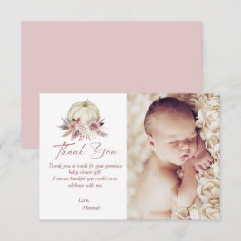 Tarjeta De Agradecimiento Chica Caída Pequeño Calabaza Foto Baby Shower