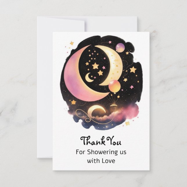 Tarjeta De Agradecimiento Chica celestial encantadora Baby Shower (Anverso)