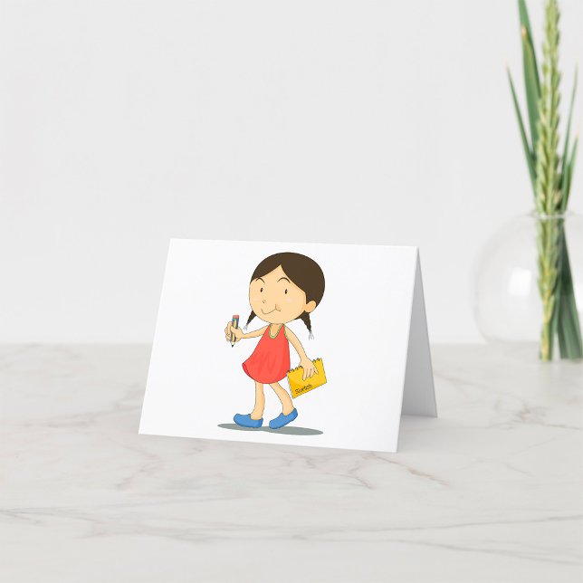 Tarjeta De Agradecimiento Chica Con Un Libro De Esquemas (Subido por el creador)
