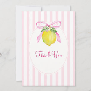 Tarjeta De Agradecimiento Chica Coqueta Limón Rosa Baby Shower