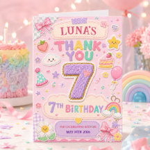 Chica Cumpleaños 7 Pastel Arcoíris Patchwork