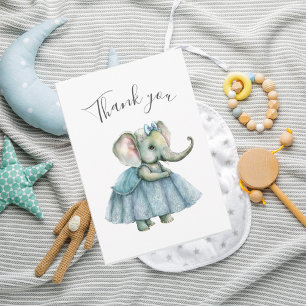 Tarjeta De Agradecimiento Chica Cute Elephant Baby Shower