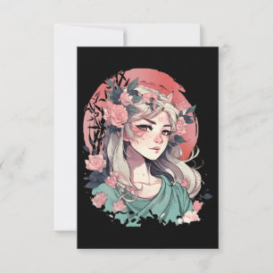 Tarjeta De Agradecimiento Chica de Anime Bonita