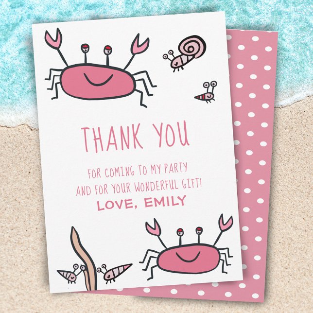 Tarjeta De Agradecimiento Chica de Aniversario de los animales del mar del C (Subido por el creador)