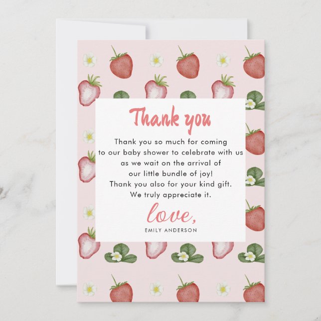Tarjeta De Agradecimiento Chica de Apreciación Dulce de Red Strawberr Primer (Anverso)