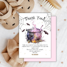 Tarjeta De Agradecimiento Chica de Baby Shower de Halloween, gracias
