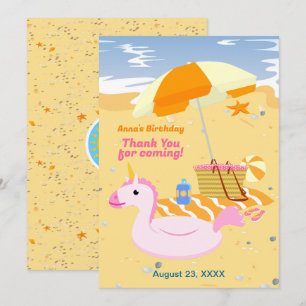 Tarjeta De Agradecimiento Chica de bodyboard divertida fiesta de cumpleaños