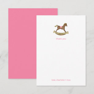 Tarjeta De Agradecimiento Chica de caballo mecedora baby shower gracias