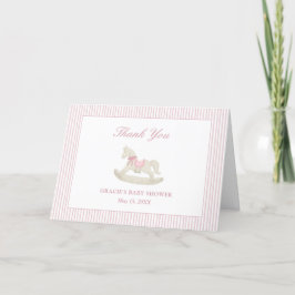 Tarjeta De Agradecimiento Chica de caballos de Rocas Rosadas Baby Shower Gra