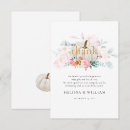 Tarjeta De Agradecimiento Chica de calabaza floral Baby Shower Otoño