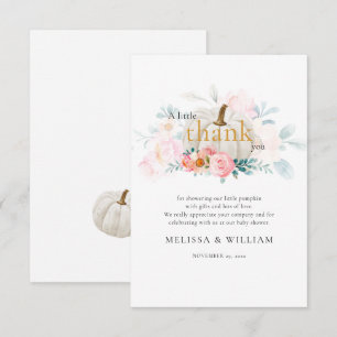 Tarjeta De Agradecimiento Chica de calabaza floral Baby Shower Otoño