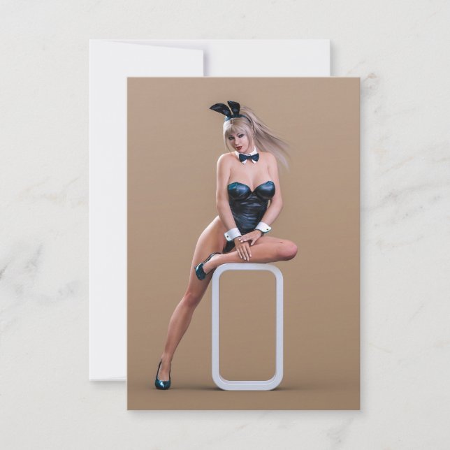 Tarjeta De Agradecimiento Chica de conejo de Pascua sentado en cubo de borde (Anverso)