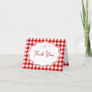 Tarjeta De Agradecimiento Chica de cuadros rojos Baby-Q BBQ Barbacoa Shower