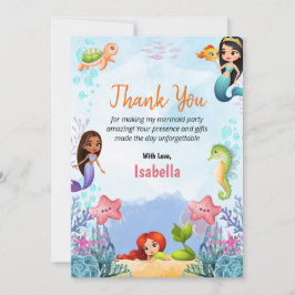 Tarjeta De Agradecimiento Chica de cumpleaños mágico de Sirena Gracias Tarje