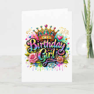 Tarjeta De Agradecimiento Chica de cumpleaños real colorida