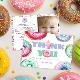 Tarjeta De Agradecimiento Chica de Cute Donut Personalizado mensaje niños fo