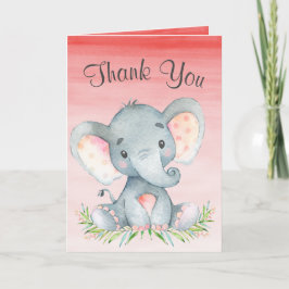 Tarjeta De Agradecimiento Chica de Elefantes de Acuarela Gracias