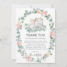Chica de Elephant Baby Shower Pink Floral Greenera