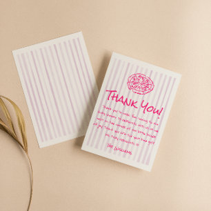 Tarjeta De Agradecimiento Chica de entrega especial de pizza rosa dibujada B