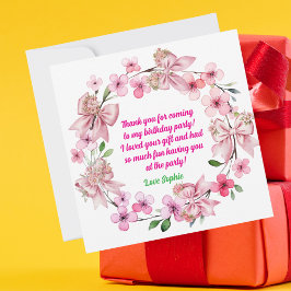 Tarjeta De Agradecimiento Chica de flor rosada cúpula foto cumpleaños