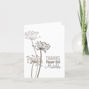 Tarjeta De Agradecimiento Chica de flores de boda marrón de Chervil gracias 