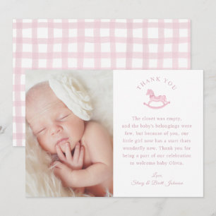 Tarjeta De Agradecimiento Chica de fotos simple Baby Shower