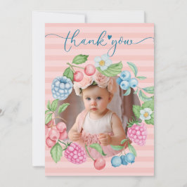 Tarjeta De Agradecimiento Chica de fresa Cumpleaños Berry Mucha Foto Gracias