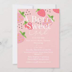 Tarjeta De Agradecimiento Chica de Fresa de Baya Dulce Baby Shower