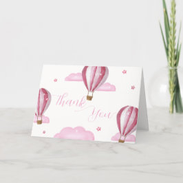 Tarjeta De Agradecimiento Chica de globo aerostático elegante y dulce Baby S