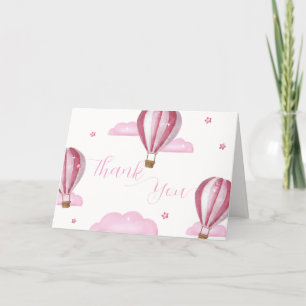 Tarjeta De Agradecimiento Chica de globo aerostático elegante y dulce Baby S