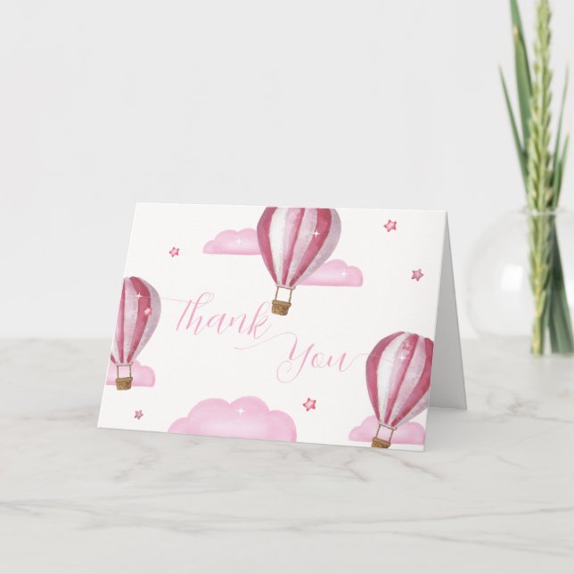 Tarjeta De Agradecimiento Chica de globo aerostático elegante y dulce Baby S (Anverso)