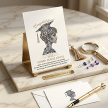 Chica de graduación con joyas de diamantes de lujo